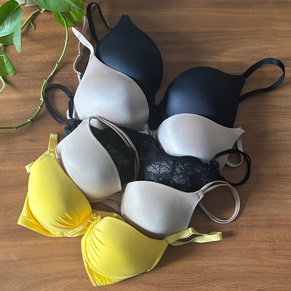 La SENZA Women's Bra Set Lot of 5 - Black, Beige, Yellow